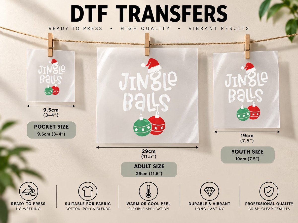 Jingle Balls Tinsel Tits Couple Matching Christmas Pajama DTF Transfer Iron On