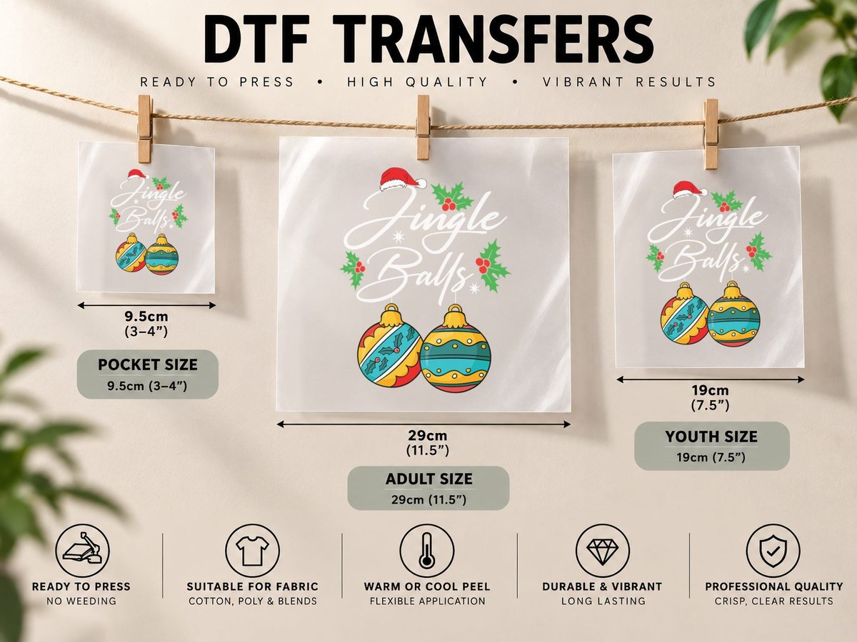 Jingle Balls Tinsel Tits Funny Christmas Matching Couple DTF Transfer Iron On