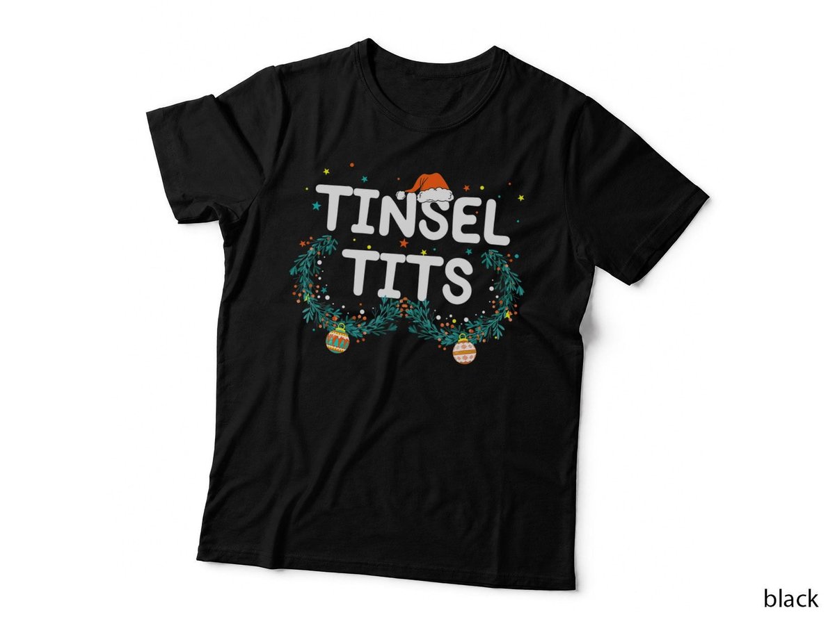 Jingle Balls Tinsel Tits Funny Couple Christmas Tinsel Tits T-Shirt