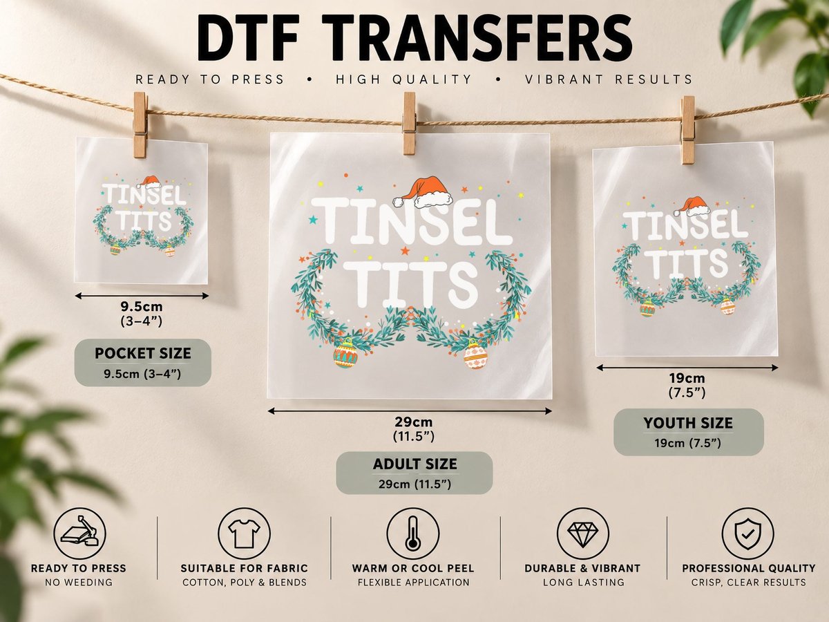 Jingle Balls Tinsel Tits Funny Couple Christmas Tinsel Tits DTF Transfer Iron On