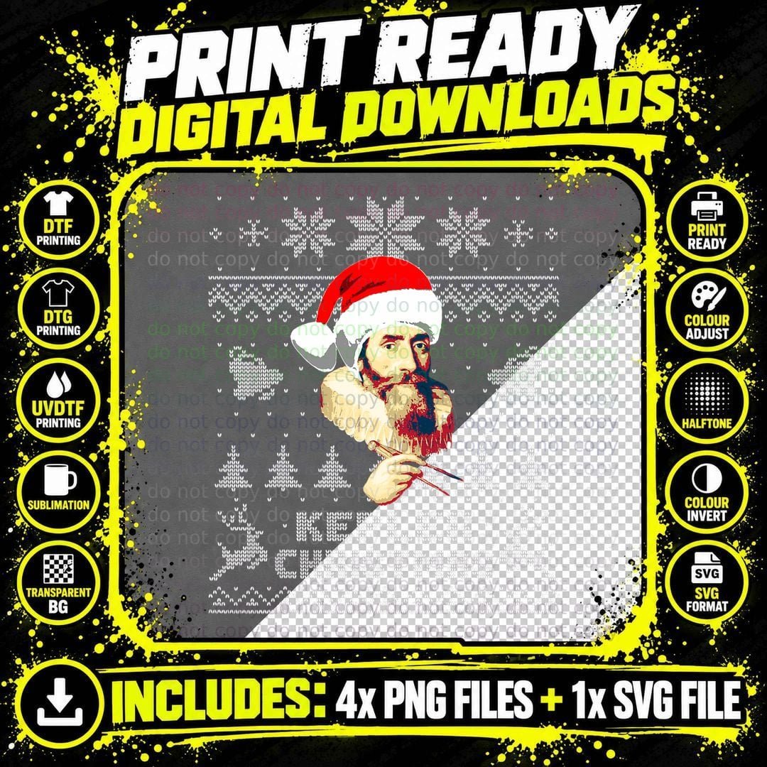 Johannes Kepler Science Math Physics Astronomy Christmas Png SVG Digital Bundle