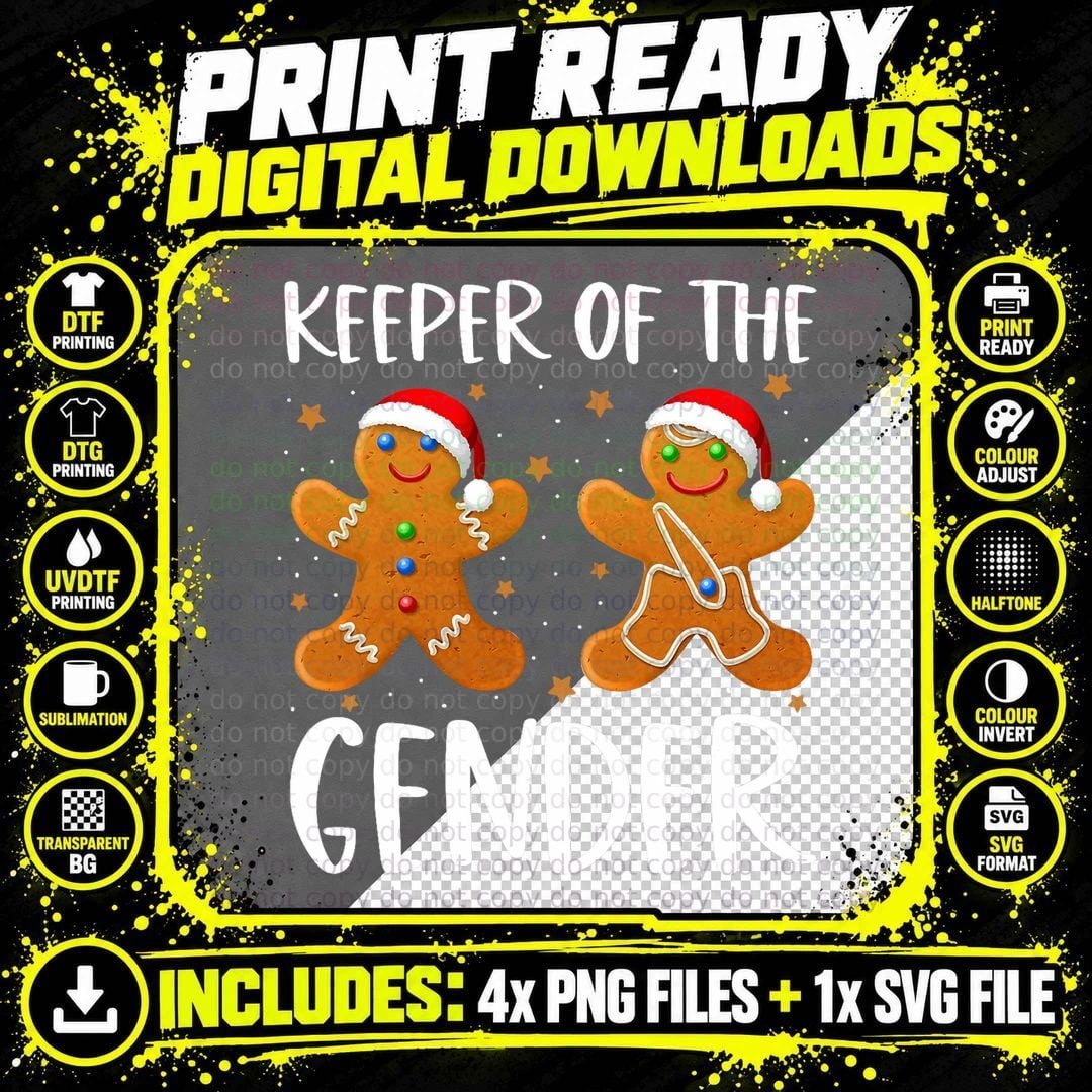 Keeper of the Gender Reveal Baby Shower Gingerbread Xmas Png SVG Digital Bundle