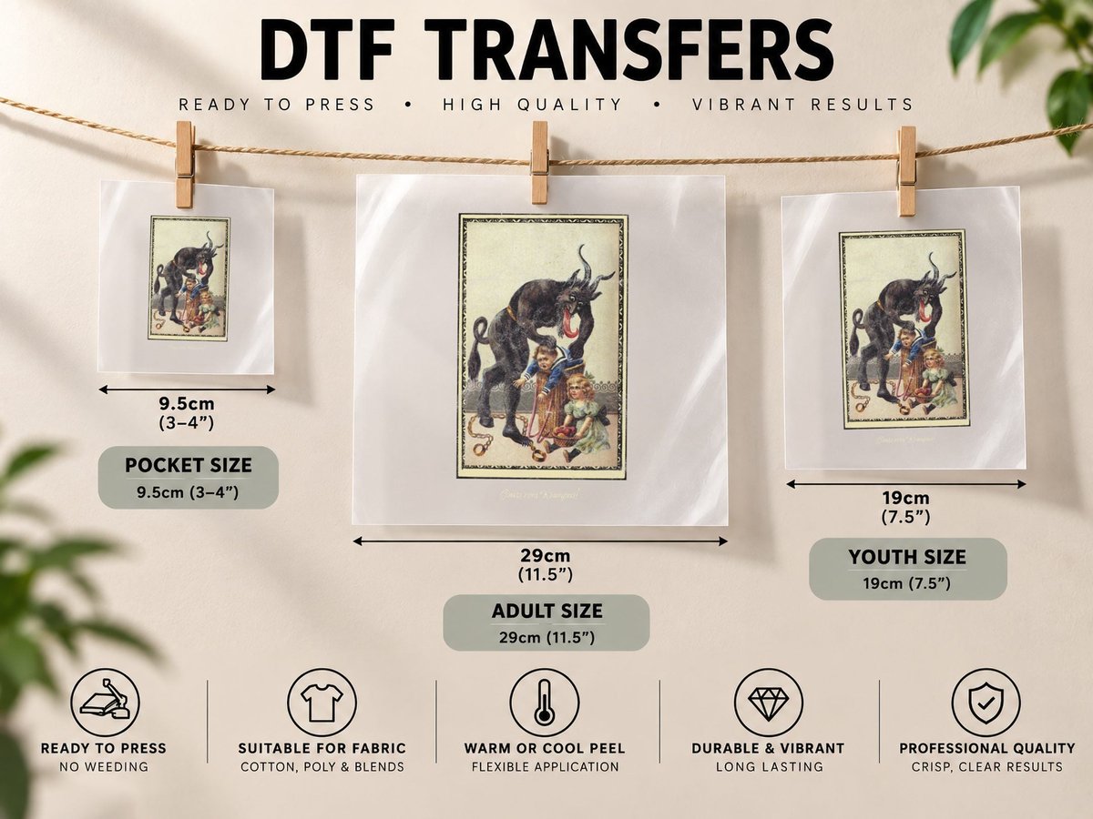 Krampus Occult Germanic Christmas Demon Vintage DTF Transfer Iron On