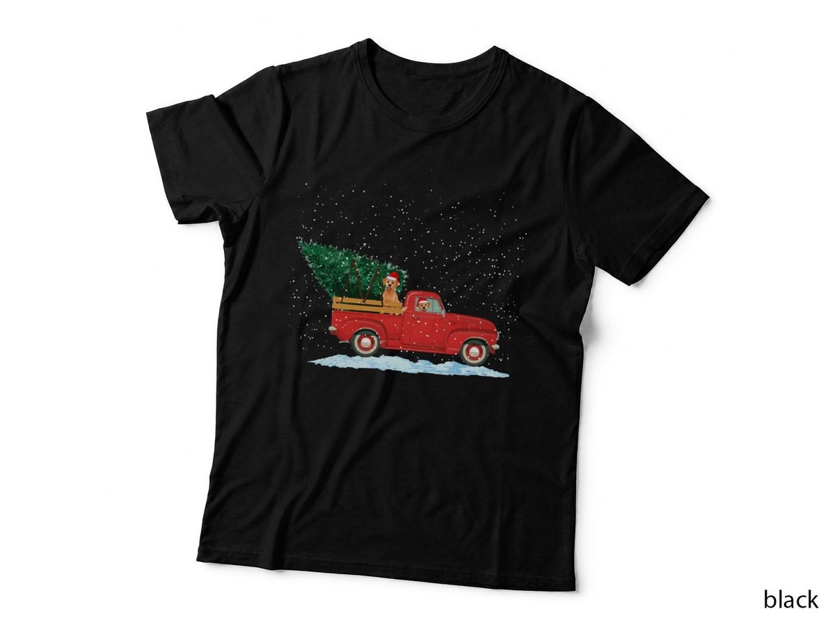 Labrador Retriever Vintage Red Pickup Truck Christmas Tree T-Shirt