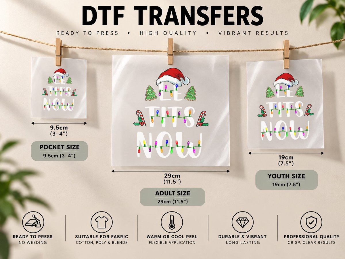 Le Tits Now Christmas Let It Snow Ugly Funny Party DTF Transfer Iron On