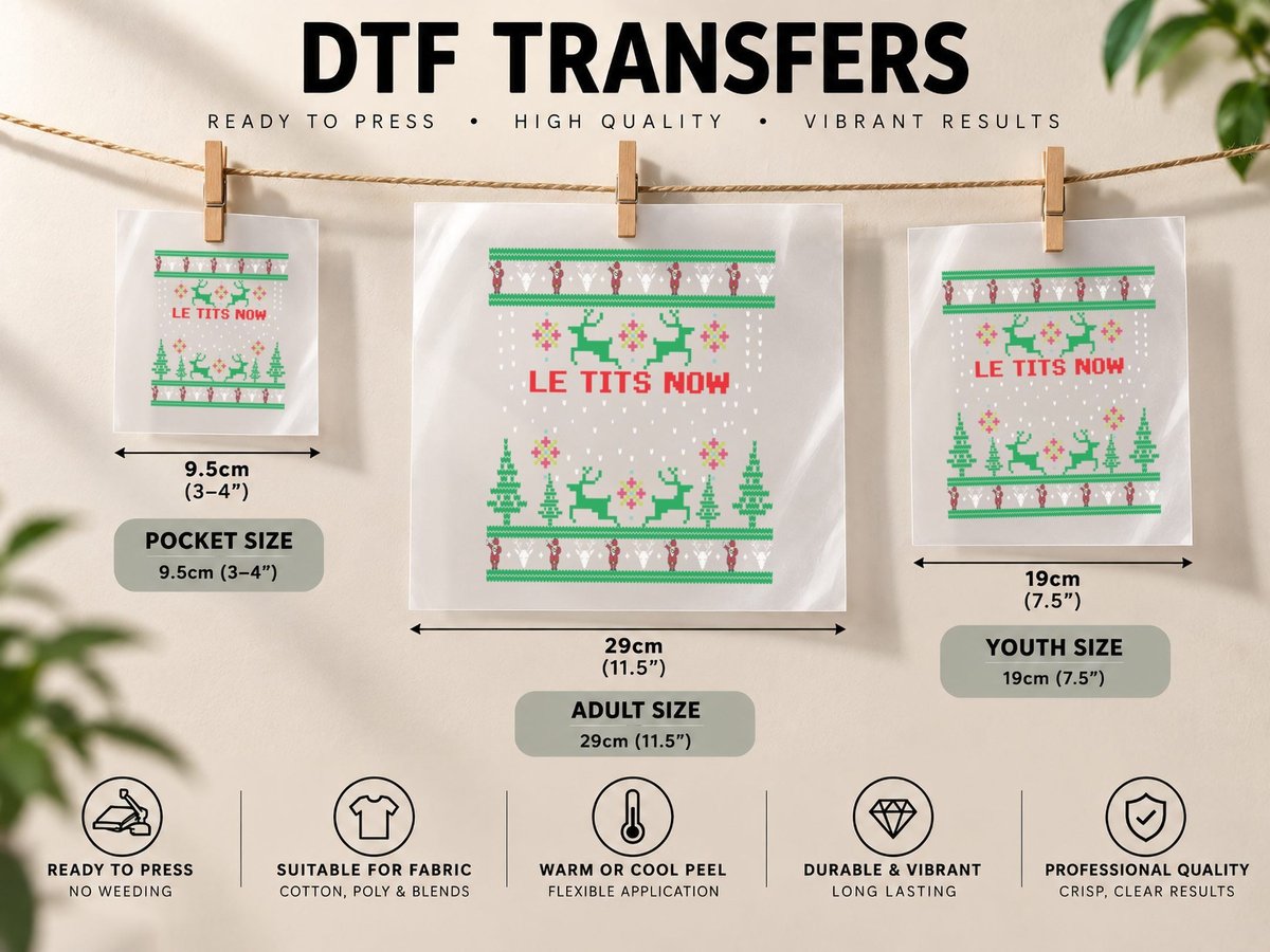Le Tits Now Christmas Let It Snow Ugly Party DTF Transfer Iron On