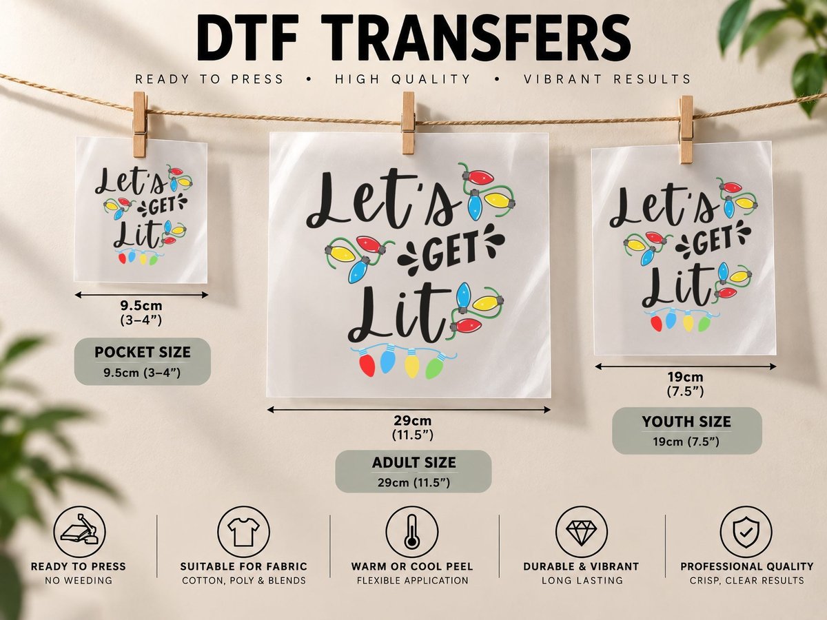 Let's Get Lit - Ugly Christmas Adult Drinking DTF Transfer Iron On