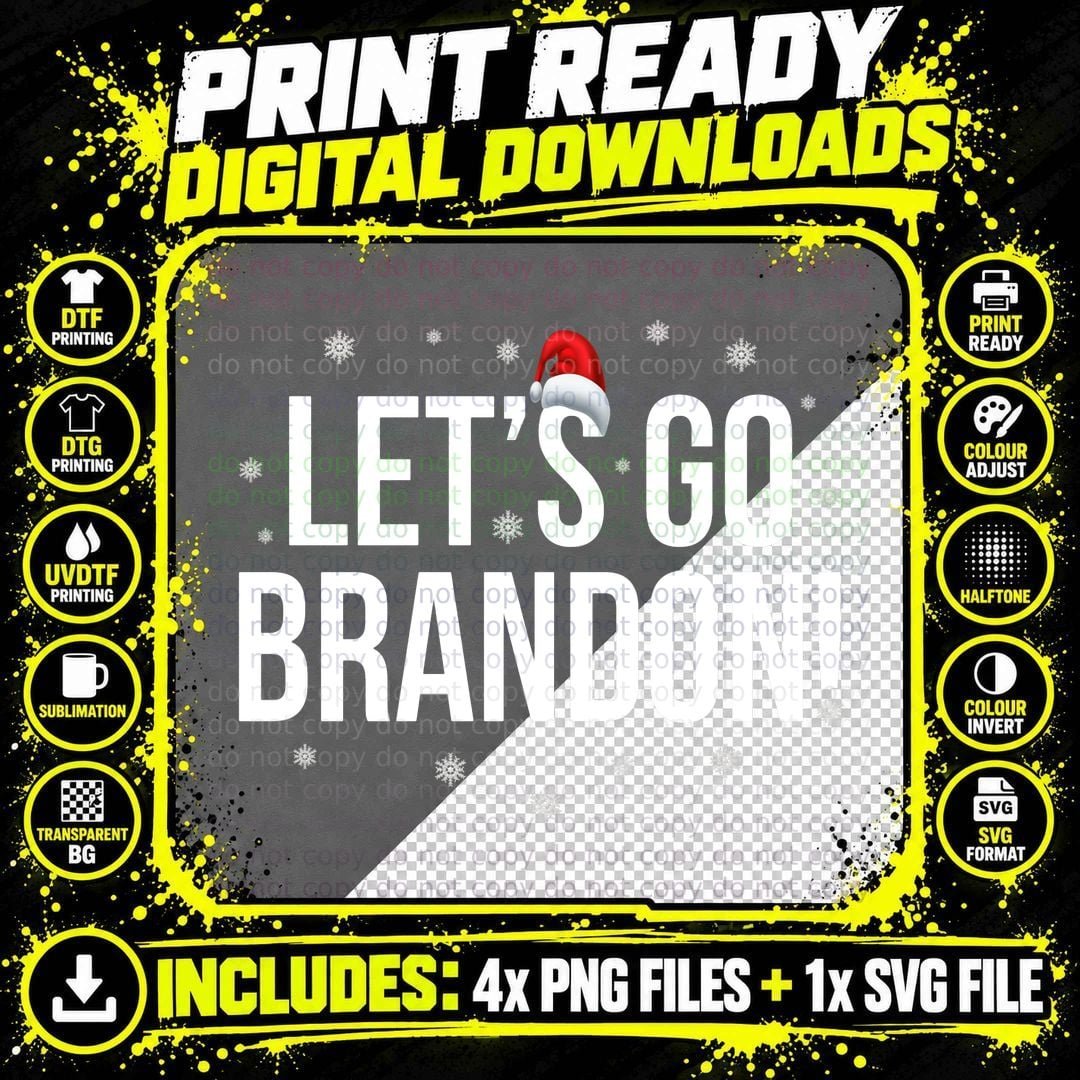 Let's Go Brandon Chant Meme Christmas PJ Political Funny Png SVG Digital Bundle