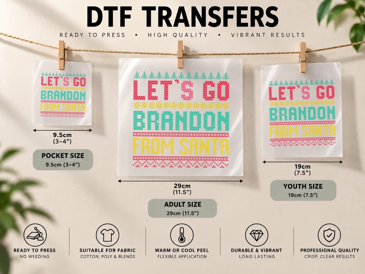 Let's Go Brandon, Lets Go Brandon Ugly Christmas DTF Transfer Iron On