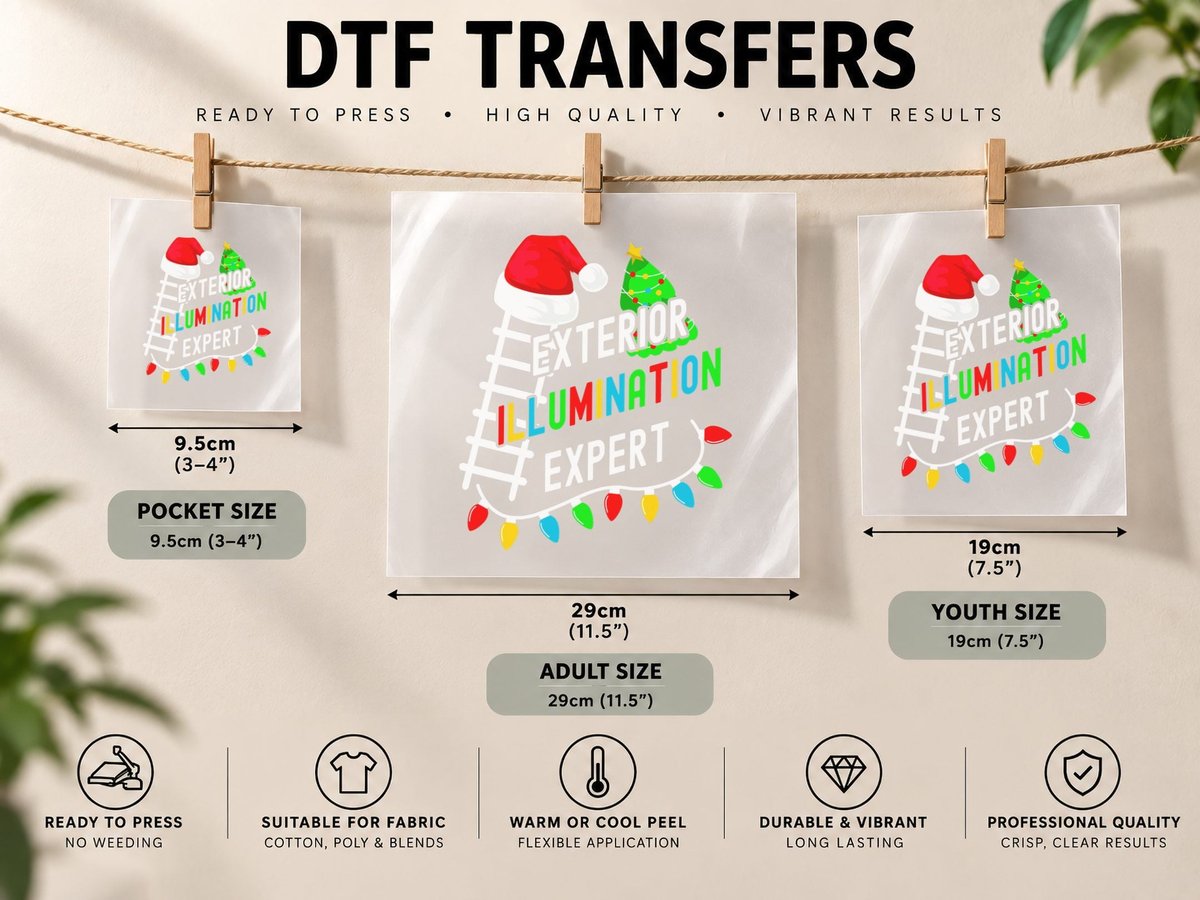 Light Decorator Exterior Illumination Expert Christmas DTF Transfer Iron On