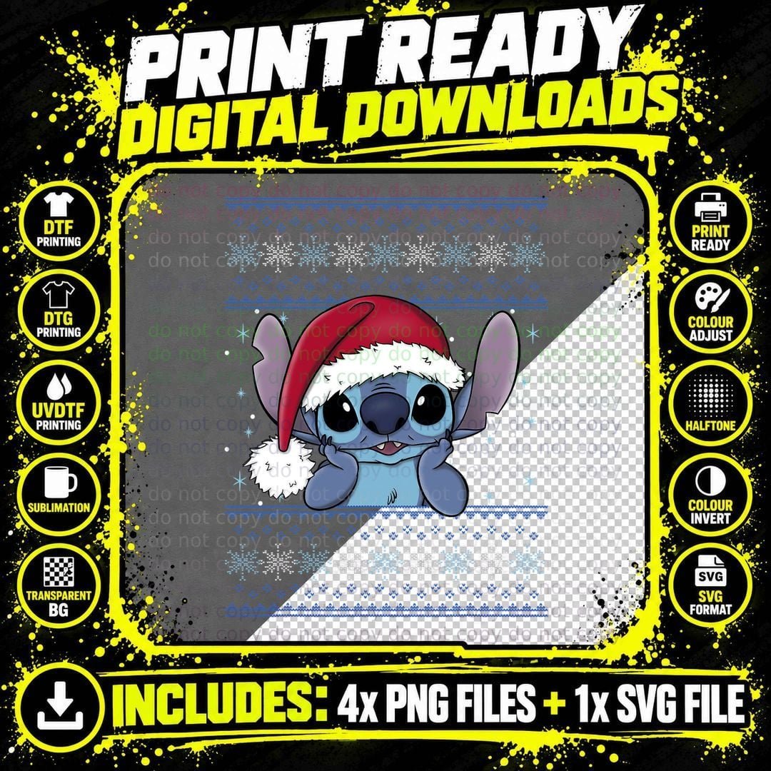 Lilo & Stitch Christmas Stitch Ugly Sweater T-Shirt Png SVG Digital Bundle