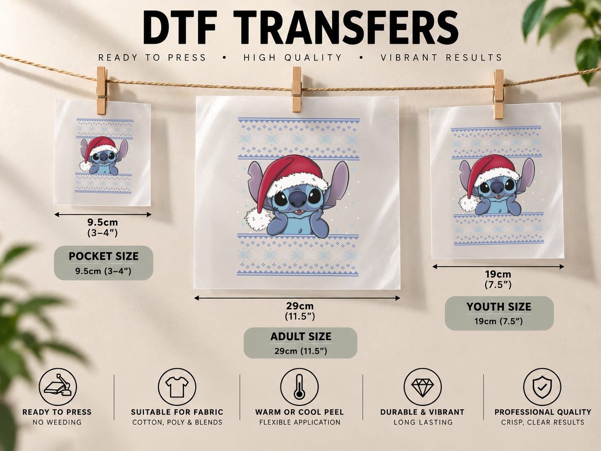 Lilo & Stitch Christmas Stitch Ugly DTF Transfer Iron On