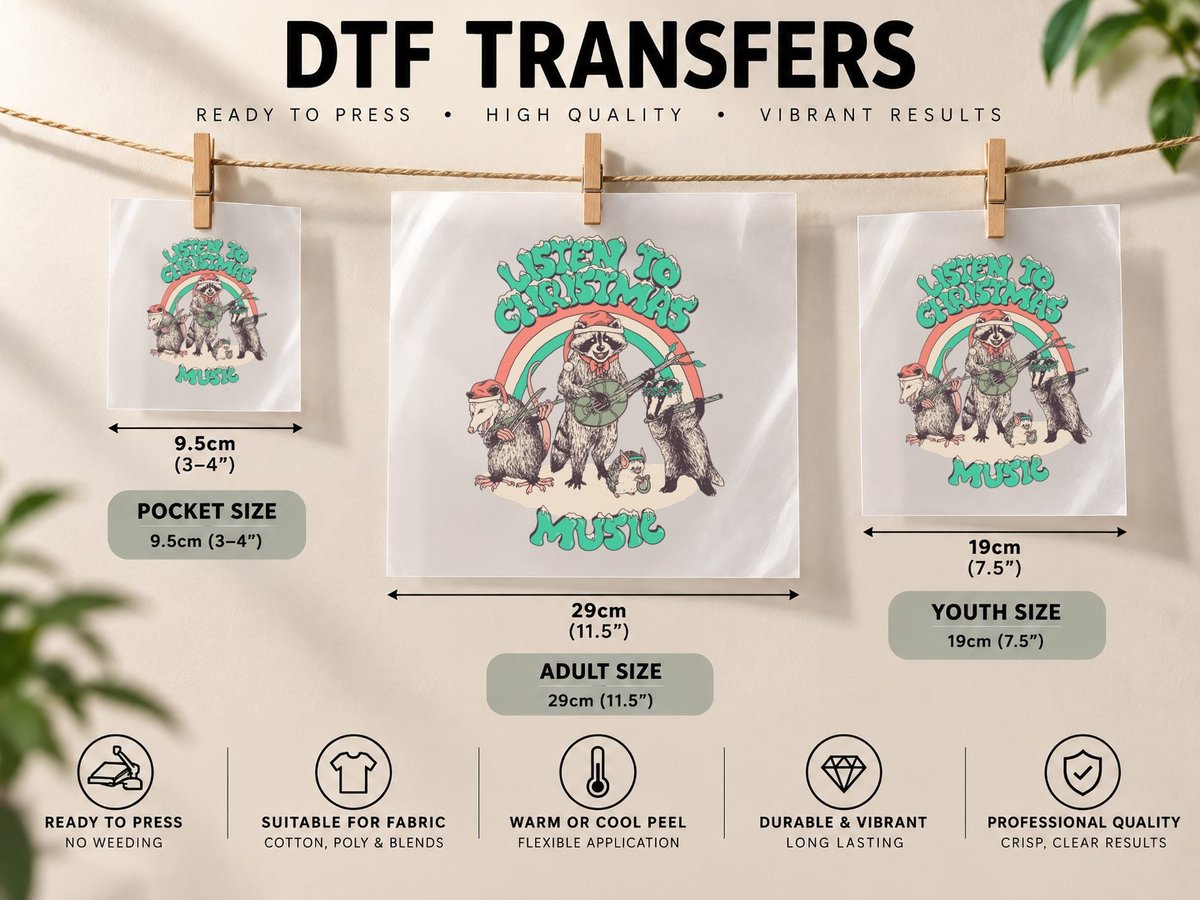 Listen to Christmas Music DTF Transfer Iron On