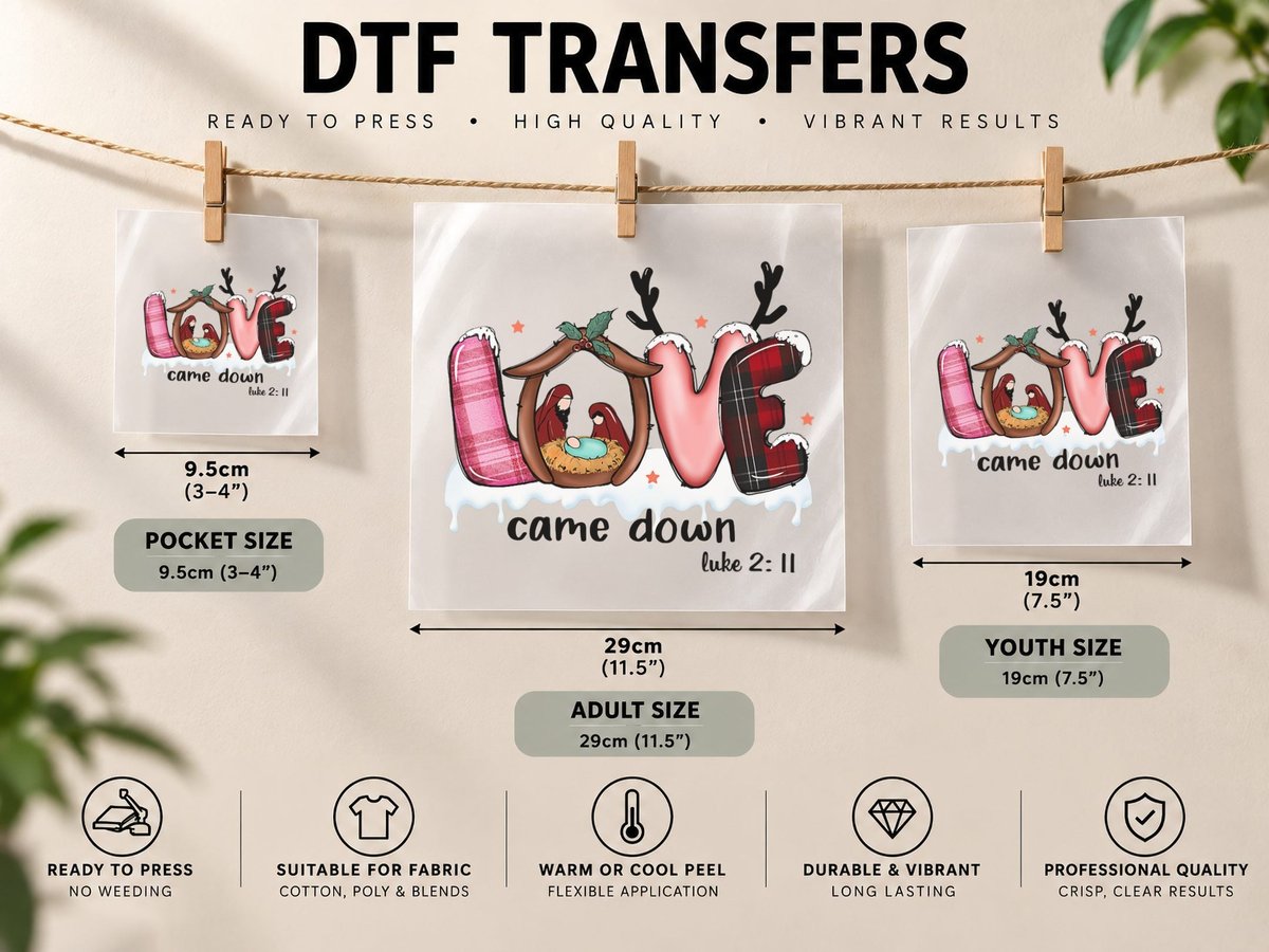 Love Christmas Vintage Pink Cute Xmas Graphic DTF Transfer Iron On