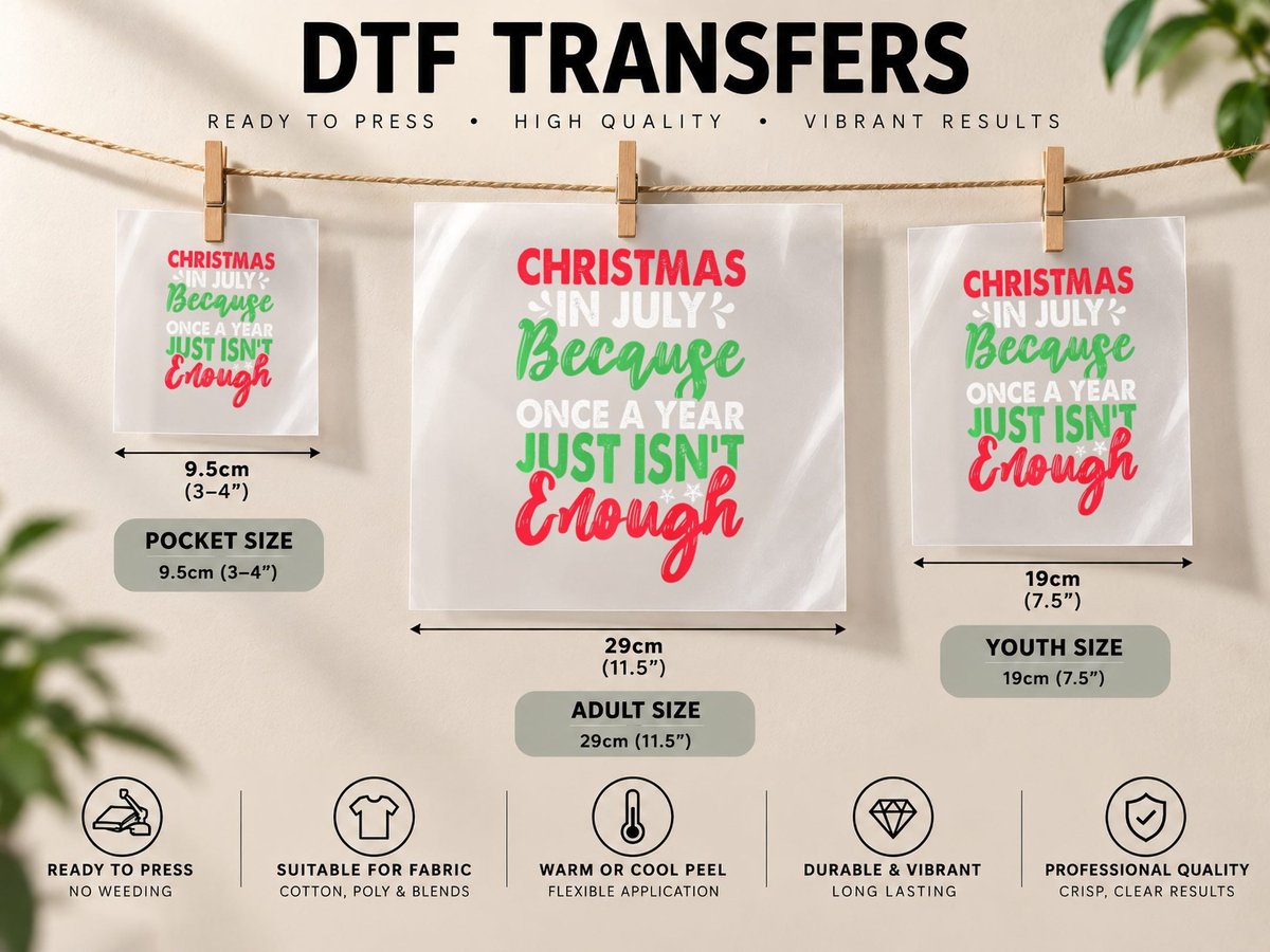 Love Christmas in July Santa Hawaiian Summer Christmas DTF Transfer Iron On