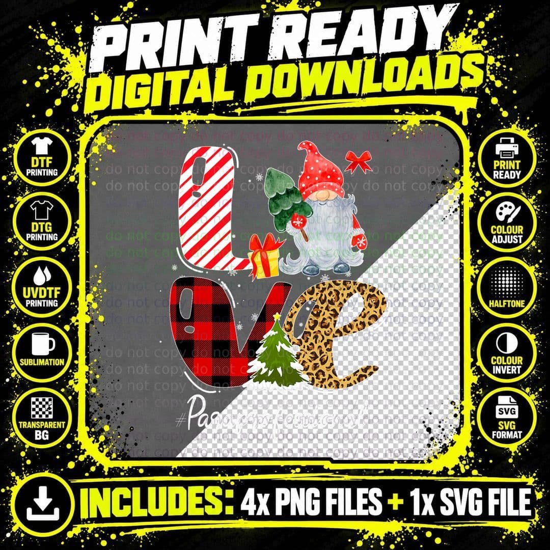 Love Paraprofessional Gnome Christmas Matching Pajamas Png SVG Digital Bundle