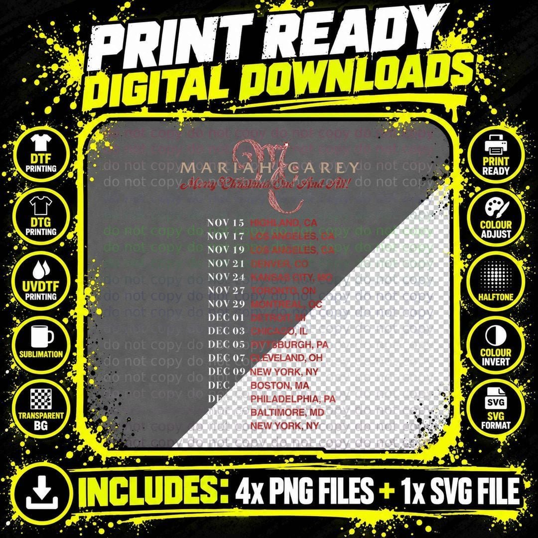 Mariah Carey Official Merry Christmas One & All Tour Png SVG Digital Bundle