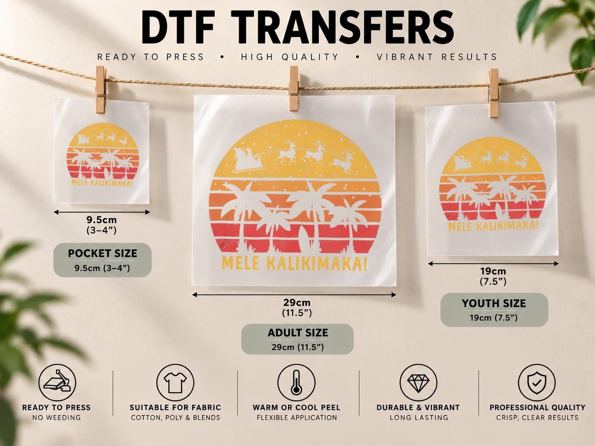 Mele Kalikimaka Retro Hawaiian Christmas Family Vacation DTF Transfer Iron On