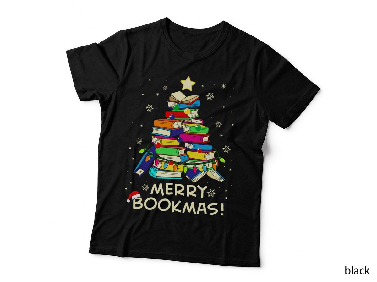 Merry Bookmas Christmas Library Tree Reading Librarian T-Shirt