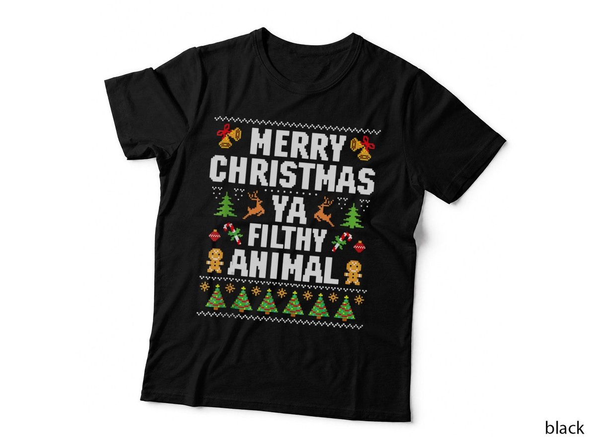 Merry Christmas Animal Filthy Ya Ugly Sweater Style Matching T-Shirt