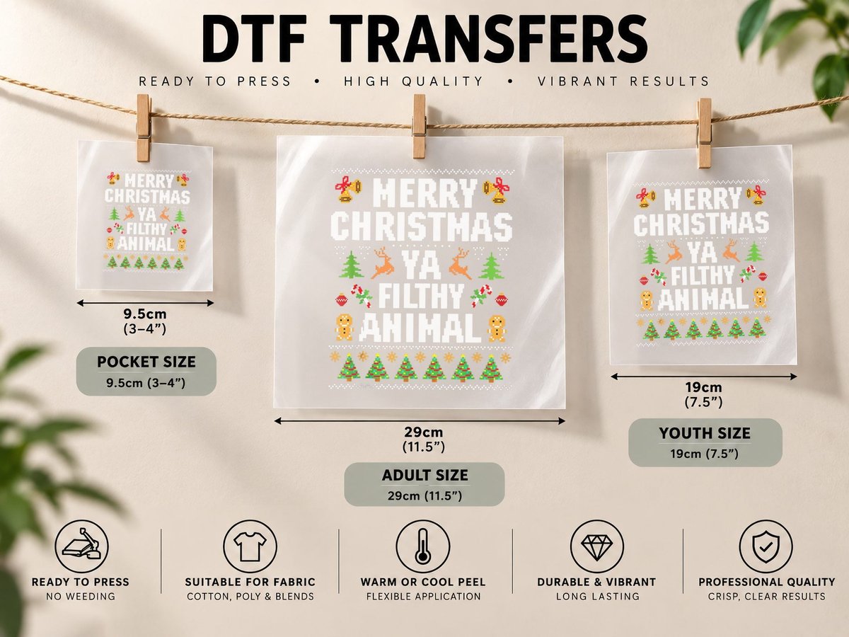 Merry Christmas Animal Filthy Ya Ugly Style Matching DTF Transfer Iron On
