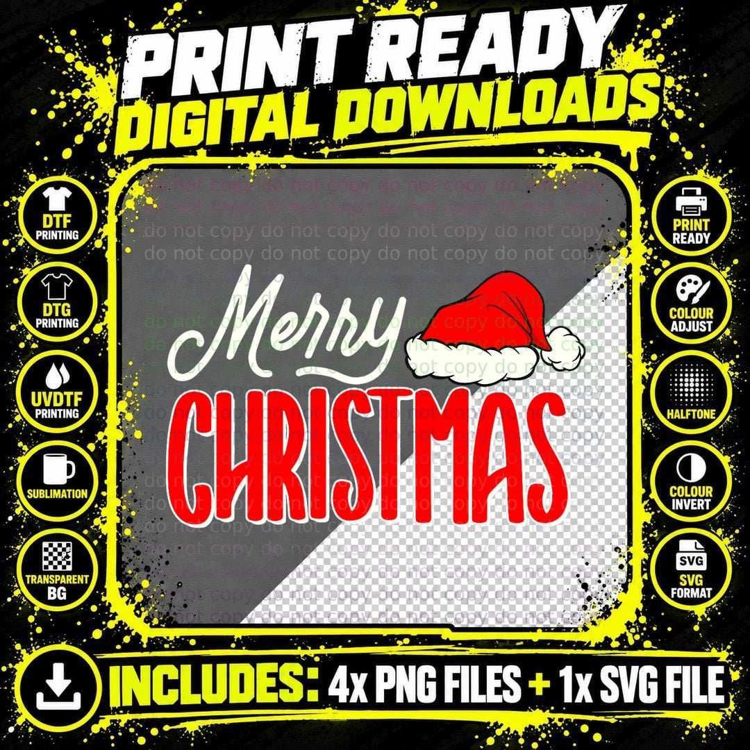 Merry Christmas Matching Family Christmas Santa Hat Png SVG Digital Bundle