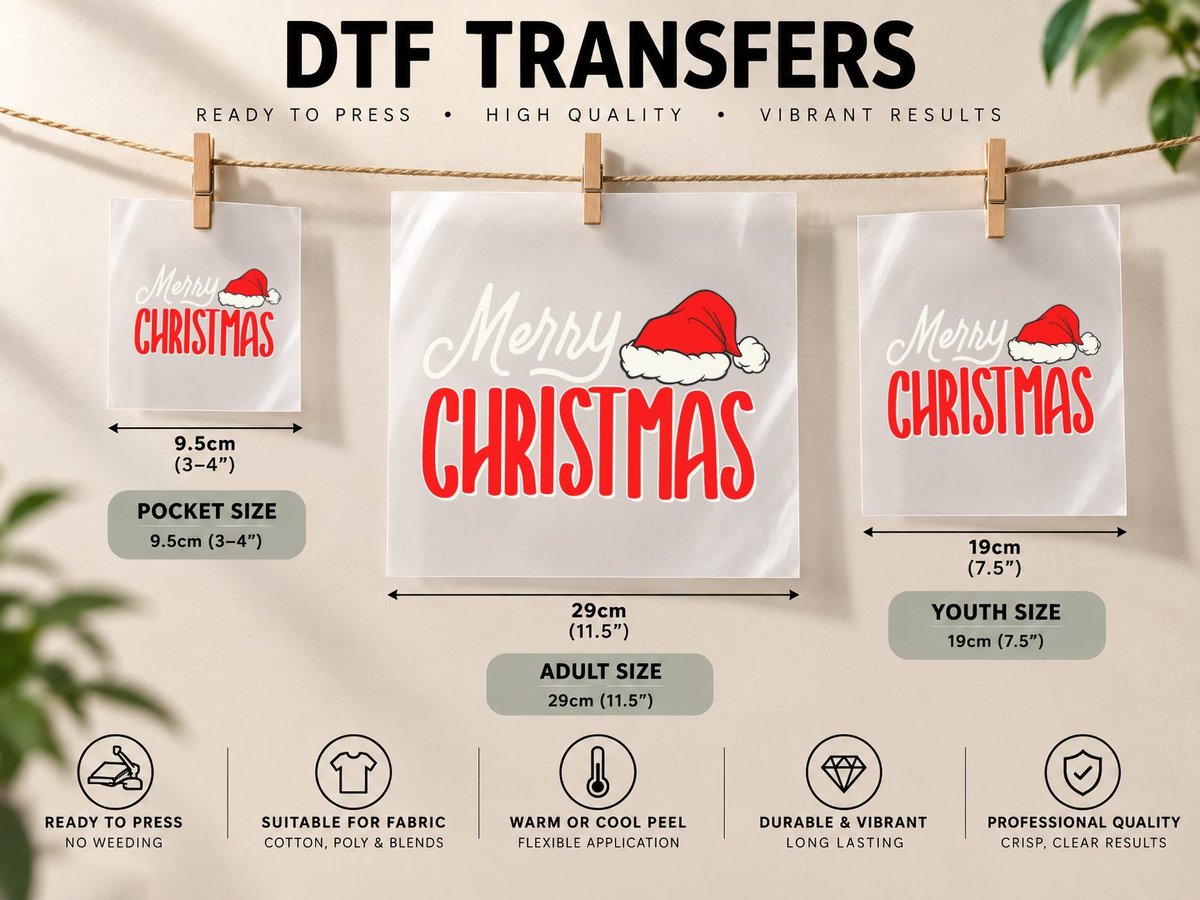 Merry Christmas Matching Family Christmas Santa Hat Pajamas DTF Transfer Iron On