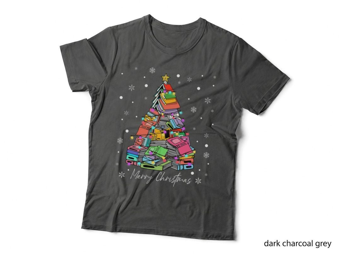 Merry Christmas Tree Love Reading Books Librarian Xmas Tree T-Shirt