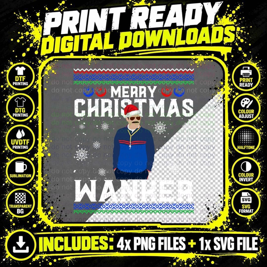 Merry Christmas Wanker Ugly Xmas Sweater Coach Soccer Png SVG Digital Bundle