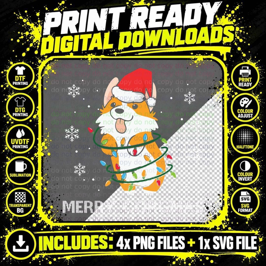 Merry Corgmas Xmas Pajamas Corgi Christmas Nerdy Dog Png SVG Digital Bundle