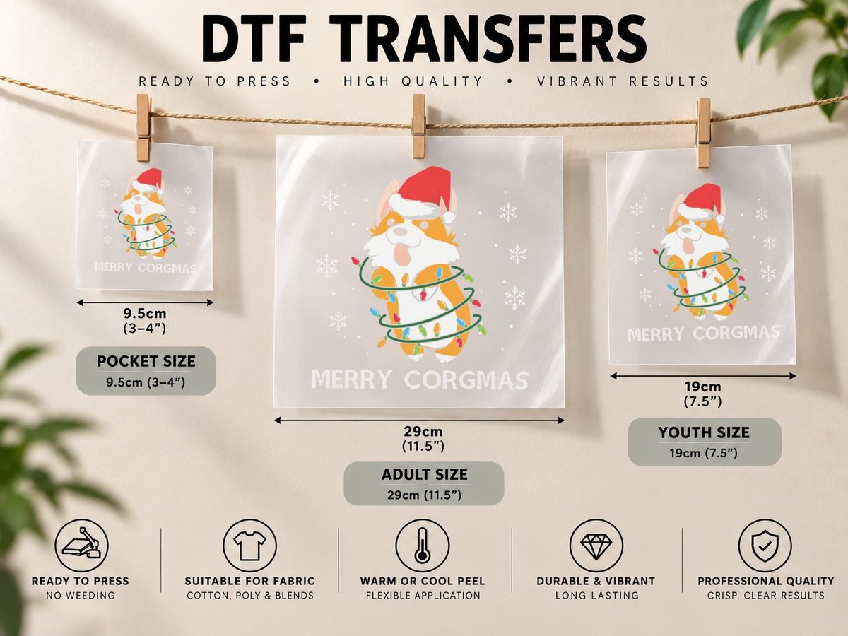 Merry Corgmas Xmas Pajamas Corgi Christmas Nerdy Dog Gifts DTF Transfer Iron On