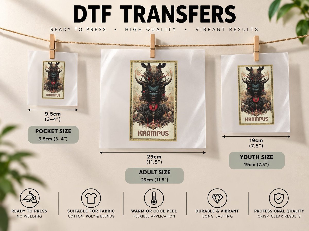 Merry Gruss Vom Krampus Greetings Tarot Christmas Devil DTF Transfer Iron On