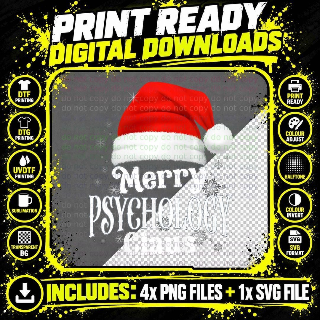 Merry Psychology Claus PJS Family Matching Christmas Png SVG Digital Bundle