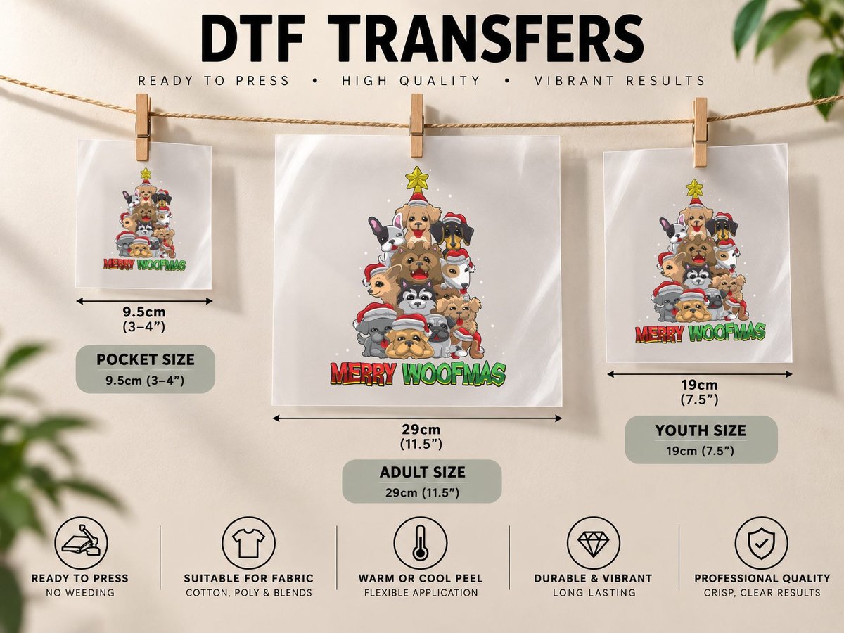 Merry Woofmas - Merry Christmas for Dog Lovers DTF Transfer Iron On