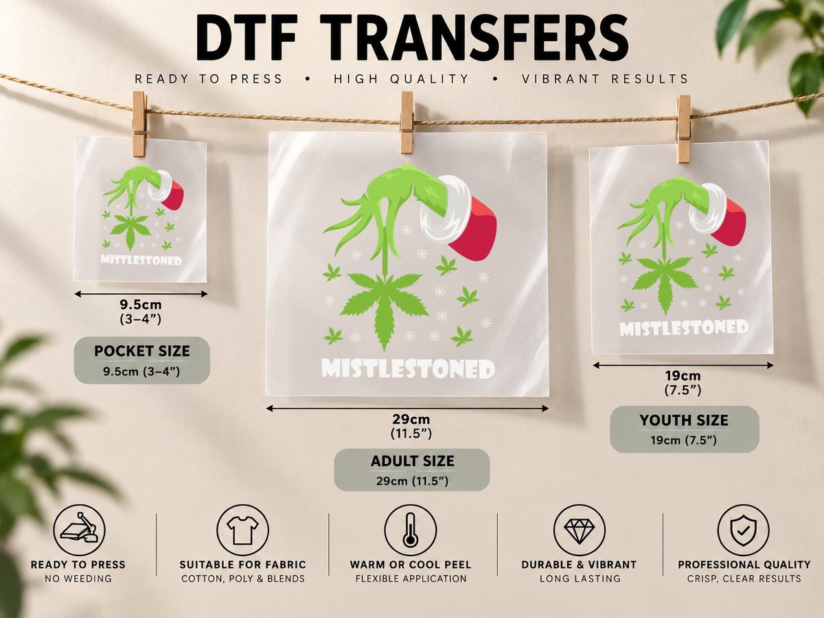 Mistlestoned Weed Leaf Cannabis & Marijuana Ugly Christmas DTF Transfer Iron On