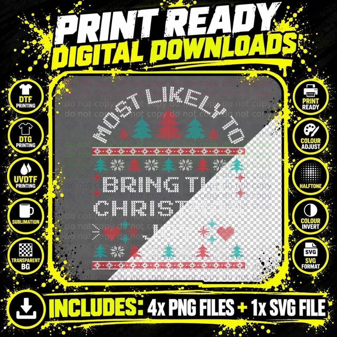 Most Likely to Bring the Christmas Joy Xmas Family Png SVG Digital Bundle