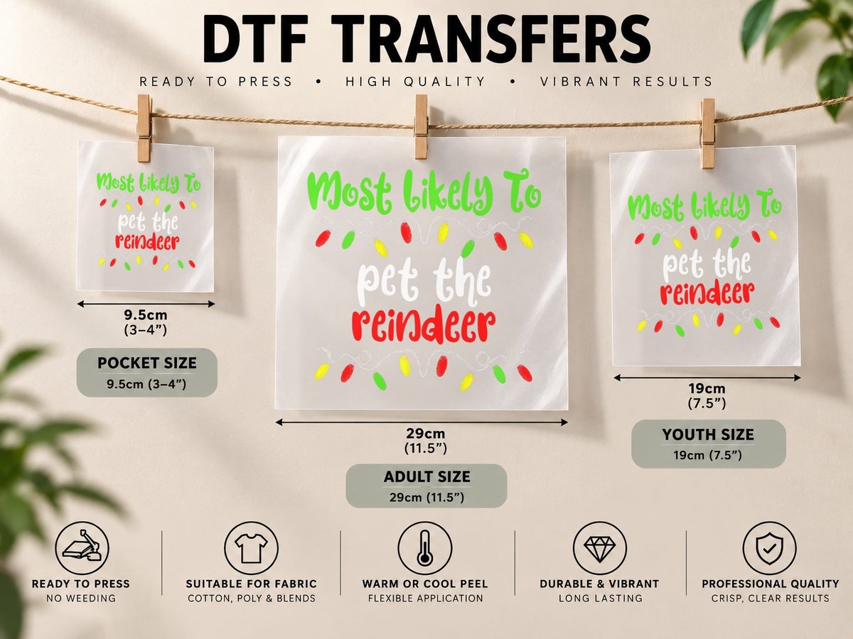 Most Likely to Christmas Pet the Reindeer Family Christmas DTF Transfer Iron On