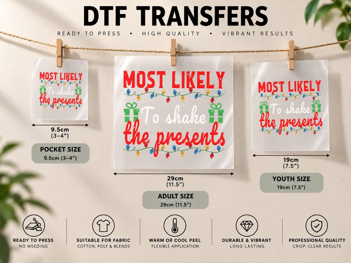 Most Likely to Christmas for Family Matching Santa DTF Transfer Iron On