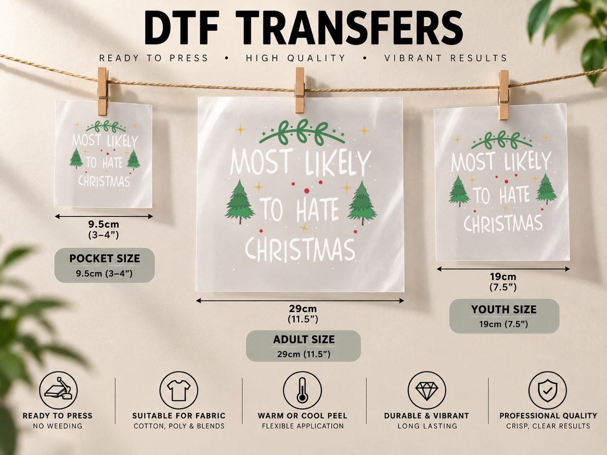 Most Likely to Hate Christmas Funny Quote Christmas DTF Transfer Iron On