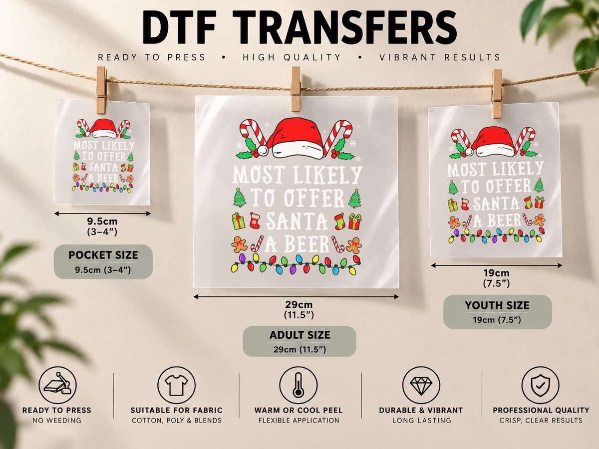 Most Likely to Offer Santa a Beer Christmas DTF Transfer Iron On