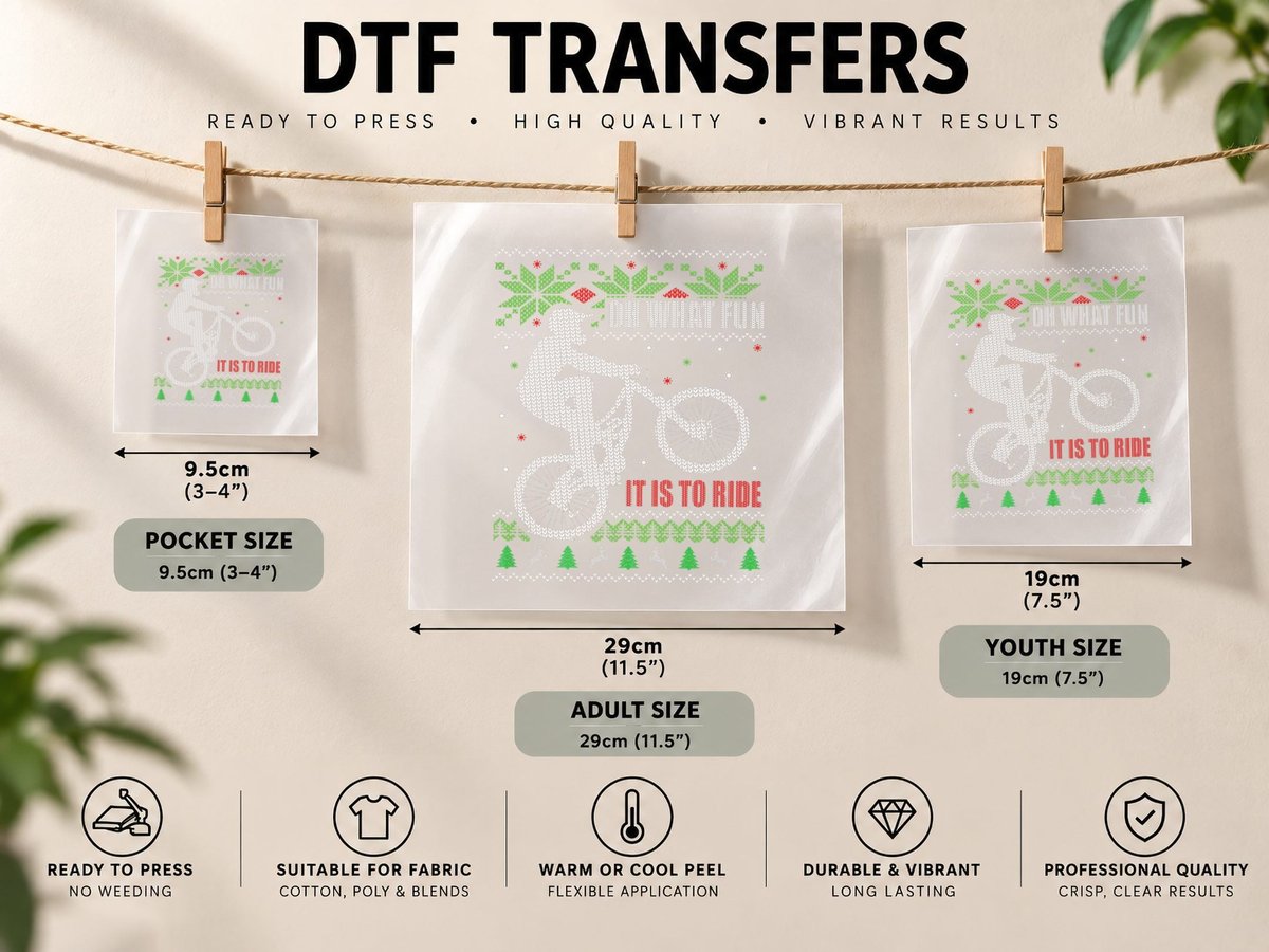 Mountain Bike Ugly Christmas Mountain Biking DTF Transfer Iron On