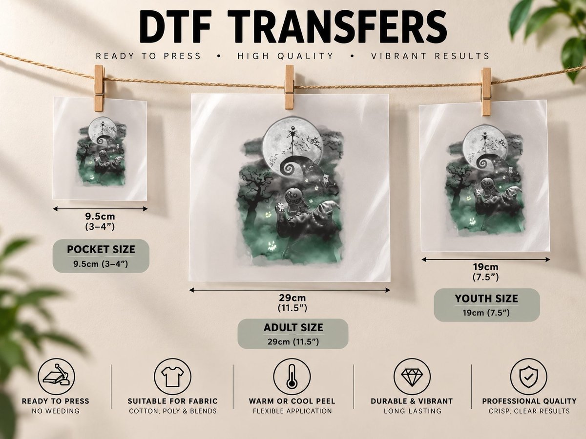 Nightmare Before Christmas Haunted Scene DTF Transfer Iron On