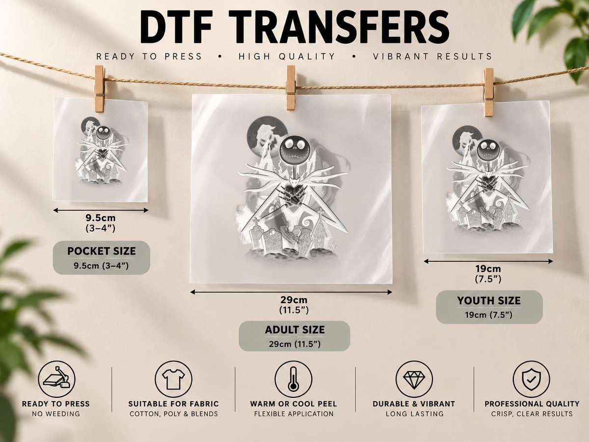 Nightmare Before Christmas Jack Night Scene DTF Transfer Iron On