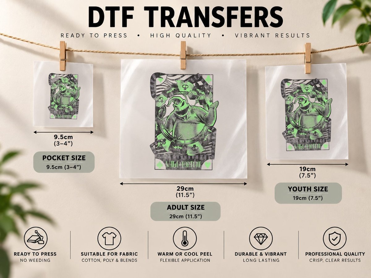 Nightmare Before Christmas Oogie Boogie Card DTF Transfer Iron On