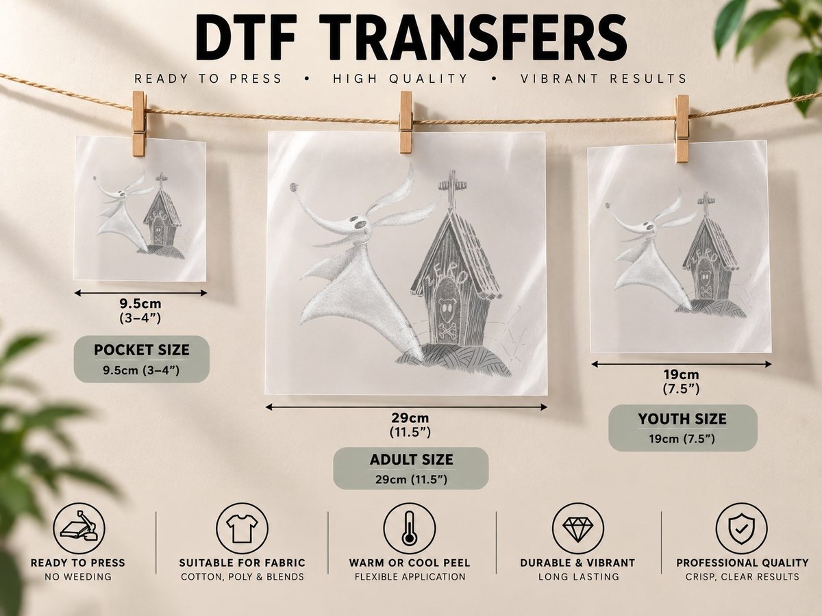 Nightmare Before Christmas Zero Dog House DTF Transfer Iron On