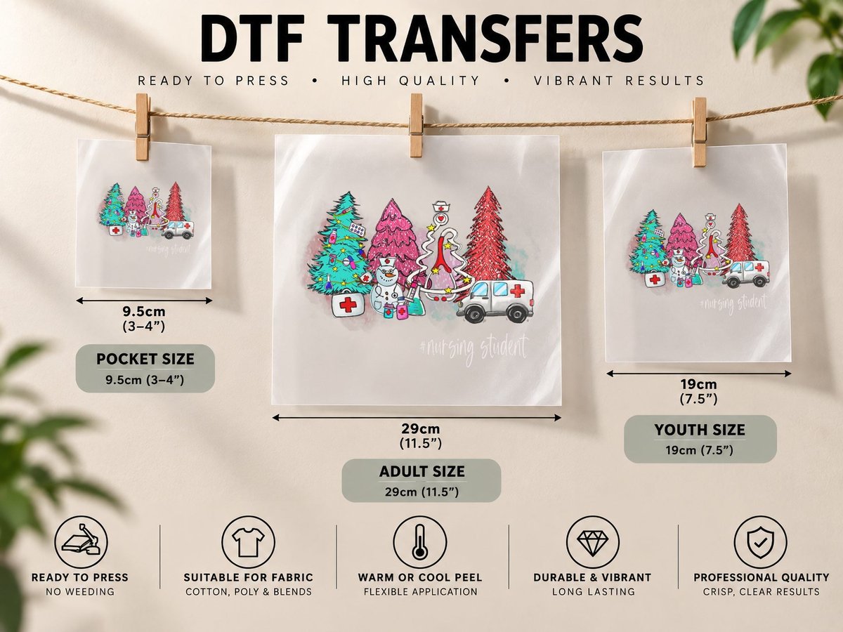 Nursing Student Christmas Tree Nurse Life Christmas Pajamas DTF Transfer Iron On