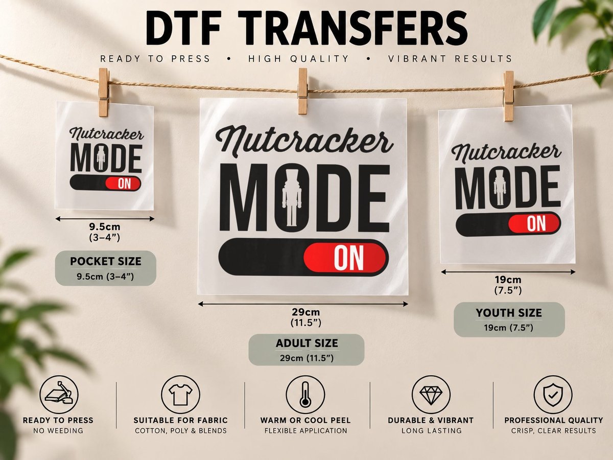 Nutcracker Mode on Ballet Love Christmas Ballerina DTF Transfer Iron On