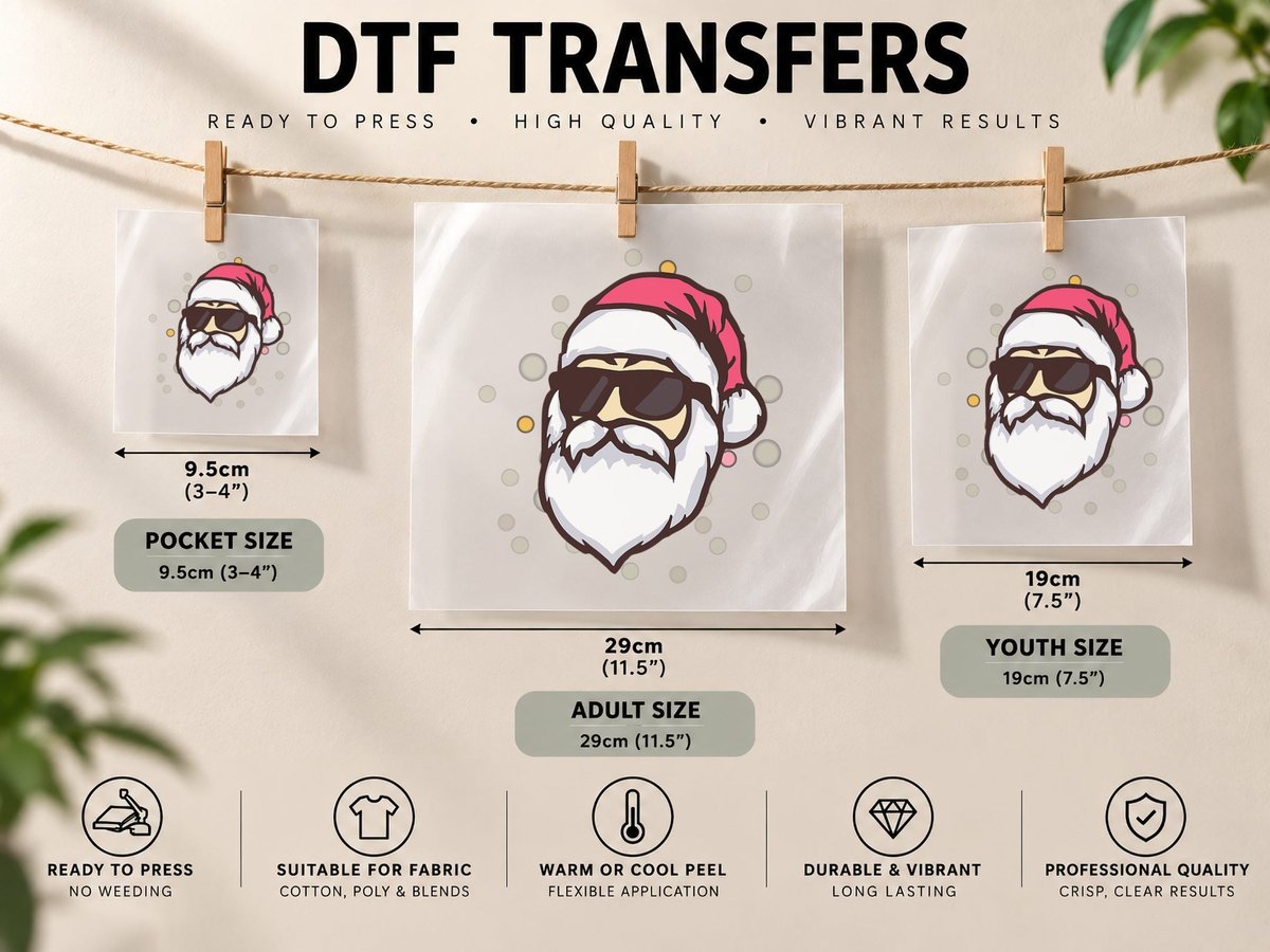 Pink Santa Claus Vintage Holiday Retro Christmas DTF Transfer Iron On