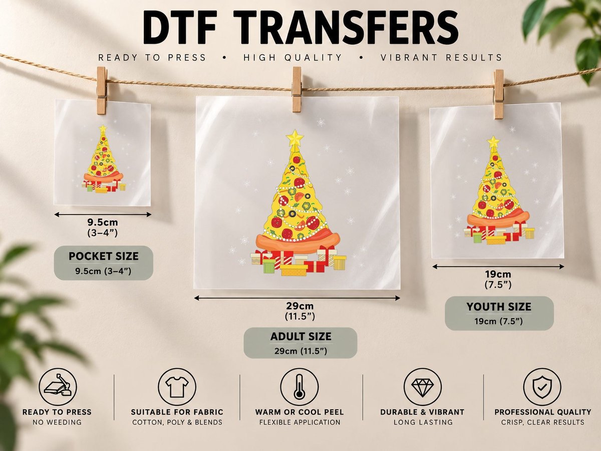 Pizza Christmas Funny Christmas Tree DTF Transfer Iron On
