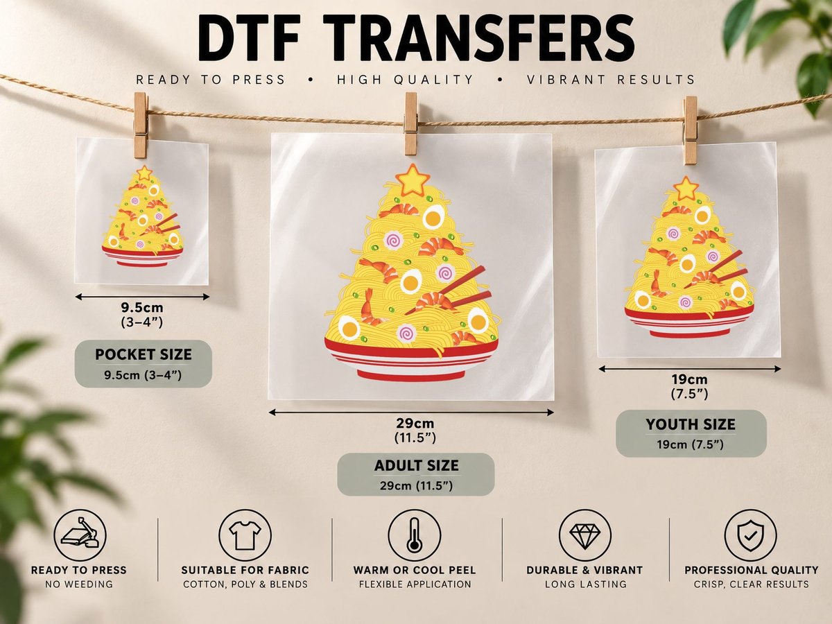 Ramen Noodles Christmas Tree DTF Transfer Iron On